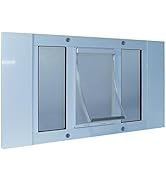 Ideal Pet Products Aluminum Sash Window Pet Door, Adjustable to Fit Window Widths from 33″ to 38″, Large 10-1/2” x 15” Flap Size