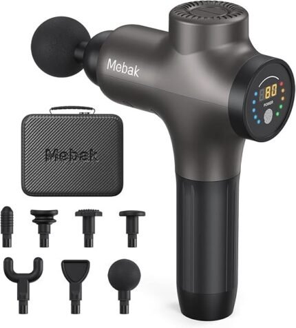 Mebak 3 Massage Gun, Massage Gun Deep Tissue for Athletes, Professional Muscle Percussion Massager, Massager for Shoulder Leg Back Body Pain Relief, Quiet Portable Sport Tool, Gifts for Him
