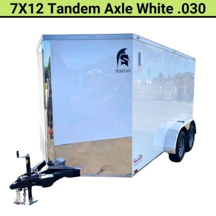 Spartan 7×12 Enclosed Cargo Trailer Tandem Axle – White Heavy-Duty Cargo Hauler SP7X12TA
