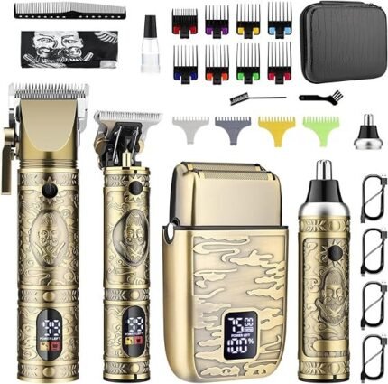 GSKY Hair Clippers for Men Professional, Beard Trimmer Kits & Sets, Cordless Mens Hair Trimmer, Electric Shavers, Haircutting Machine with LED Display, for Barber